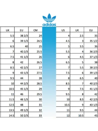 راهنمای سایز آدیداس
