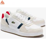 کفش کژوال مردانه Lacoste T-Clip Tricolour Leather and Suede Sneakers 740SMA0048407